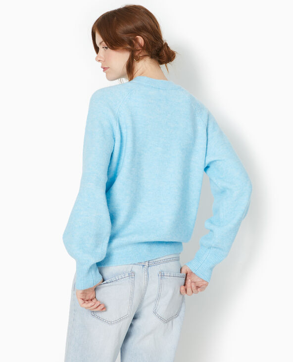 Pull oversize col rond manches raglan bleu turquoise - Pimkie