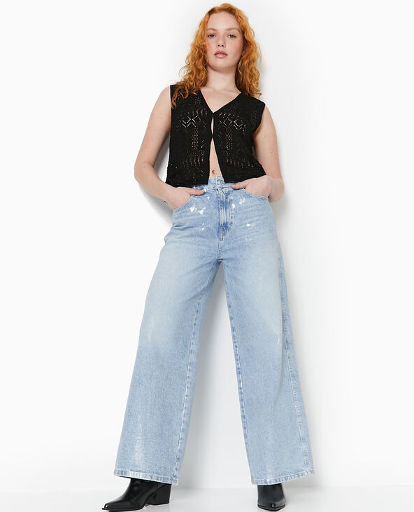 Jean wide taille haute avec enduit argenté argenté - Pimkie