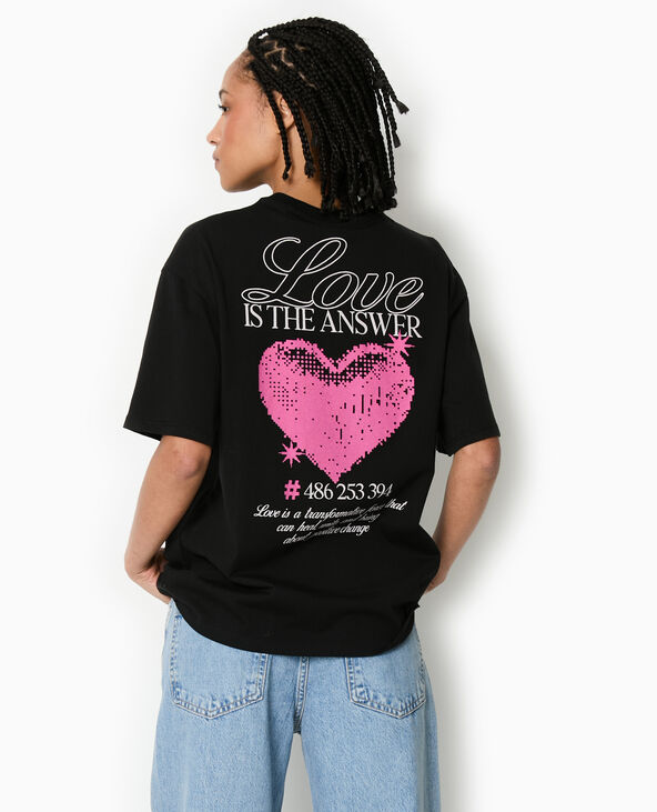 T-shirt oversize avec print poitrine et dos noir - Pimkie
