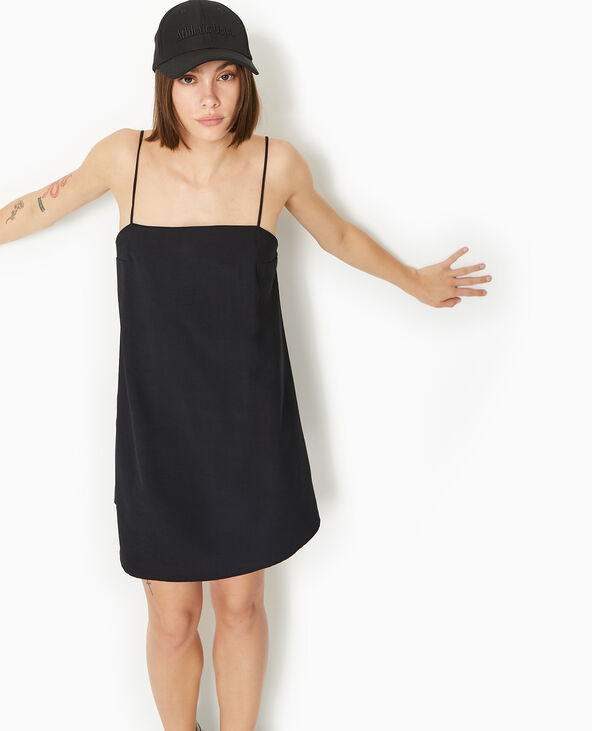 Robe courte avec bretelles à nouer noir - Pimkie