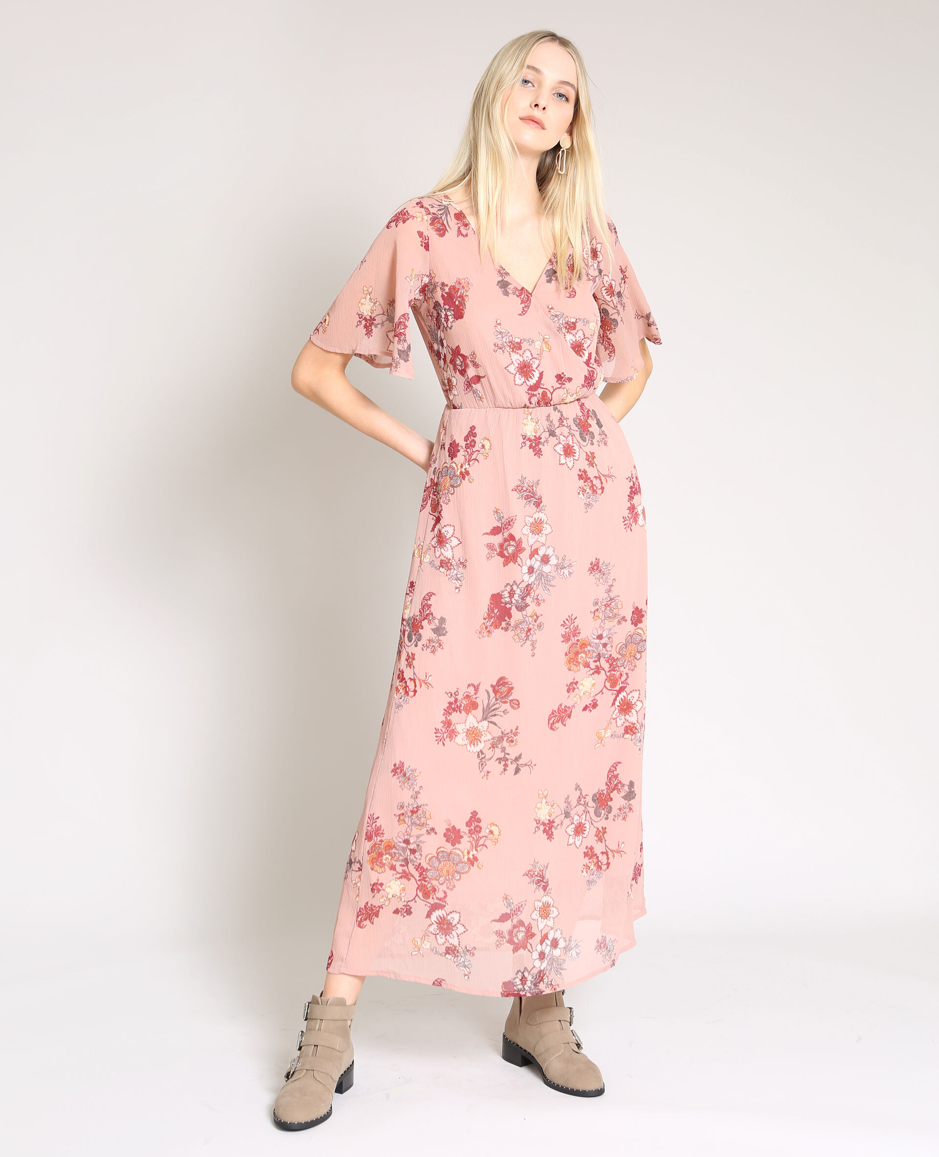 robe rose pale longue