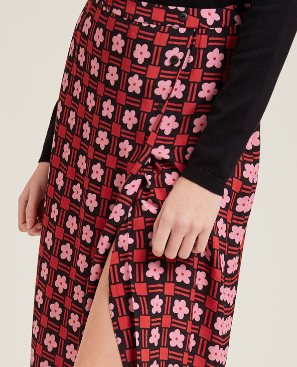 Jupe midi boutonnée rouge - Pimkie