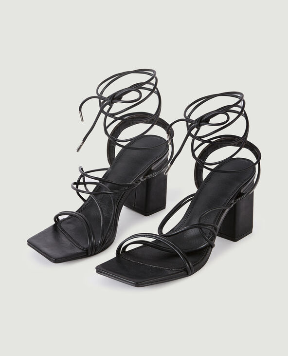 Sandales avec brides à nouer noir - Pimkie