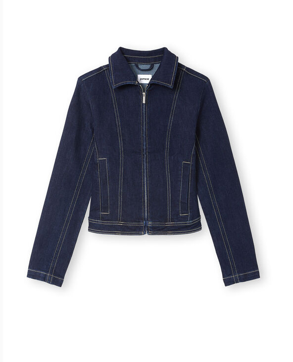 Veste cintrée en jean avec col bleu - Pimkie