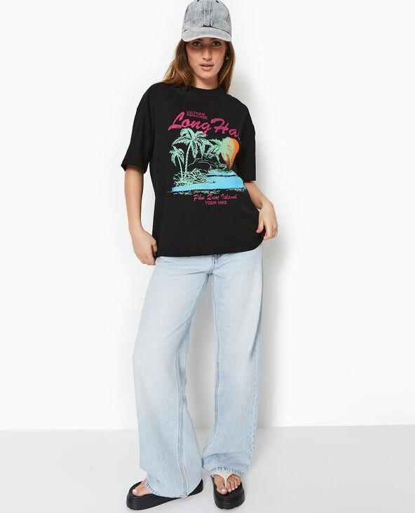 T-shirt oversize avec print devant noir - Pimkie