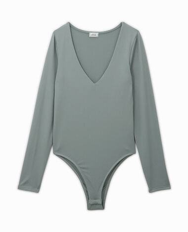 Body manches longues en matière gainante gris - Pimkie