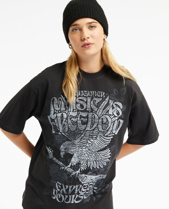 T-shirt oversize avec print noir - Pimkie