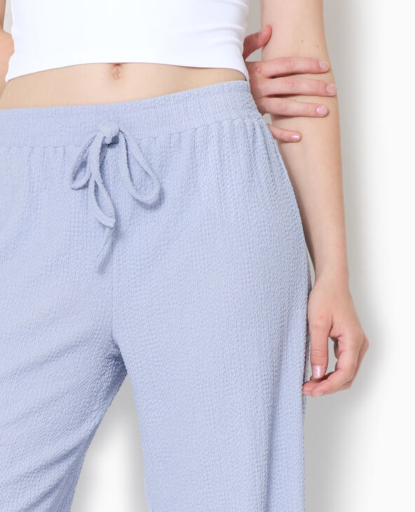 Pantalon large en tissu reliefé bleu - Pimkie