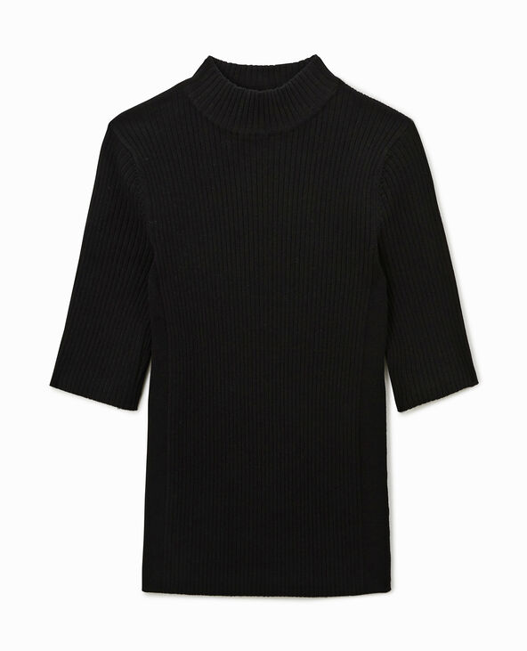 Pull col montant manches courtes noir - Pimkie