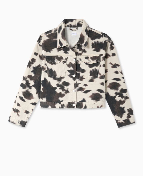 Veste en toile motif vache blanc - Pimkie