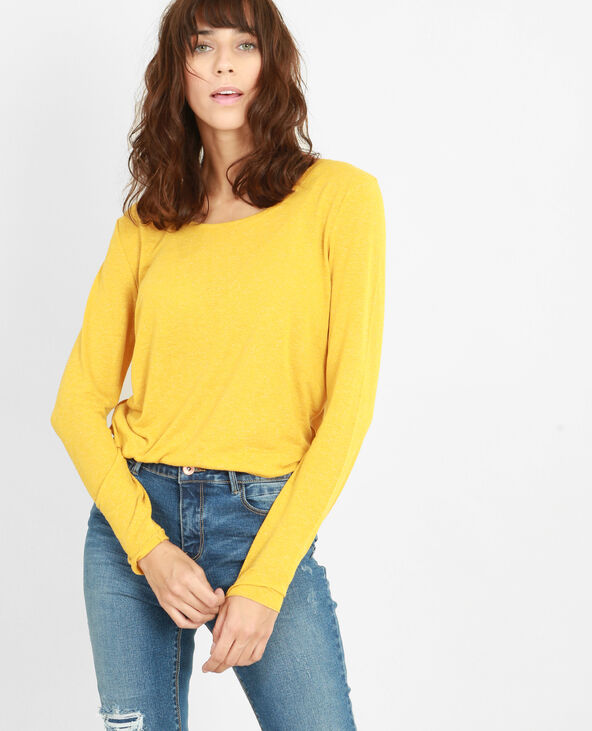 T-shirt maille chinée jaune ocre - Pimkie
