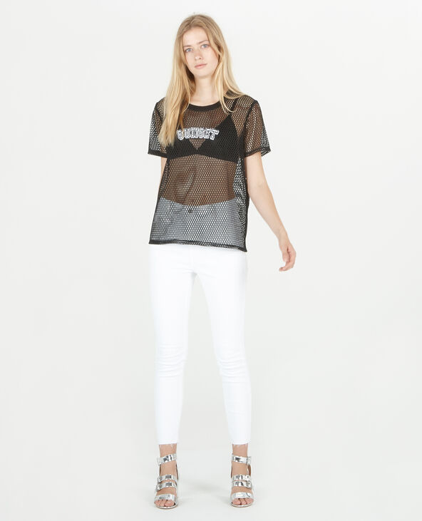 Chandail filet noir clearance