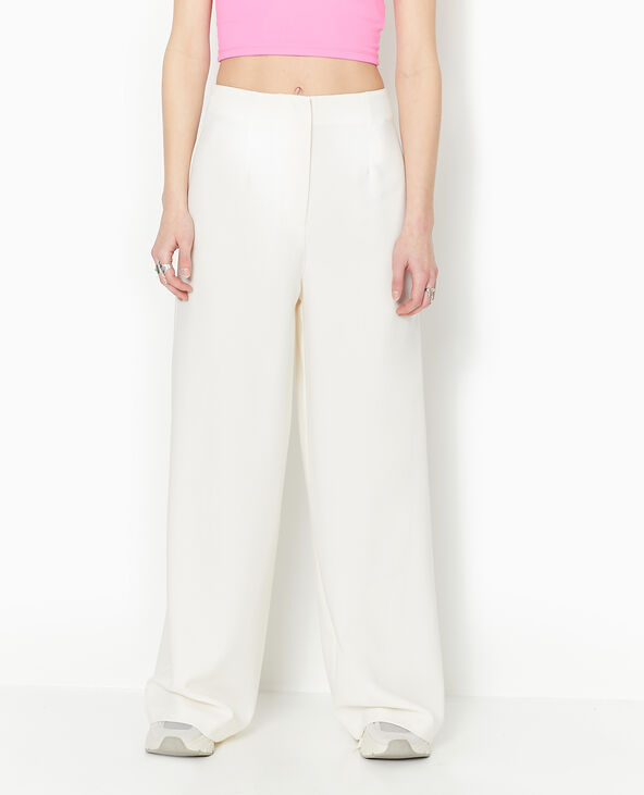 Pantalon large et droit taille haute  écru - Pimkie
