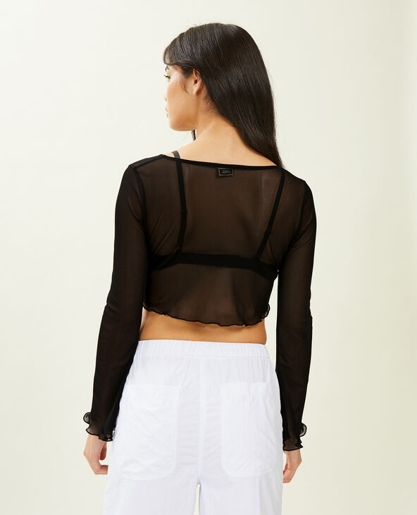 Top transparent manches flare noir - Pimkie