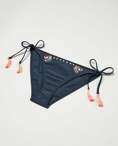 Culotte de bain ethnique avec pompons bleu marine - Pimkie