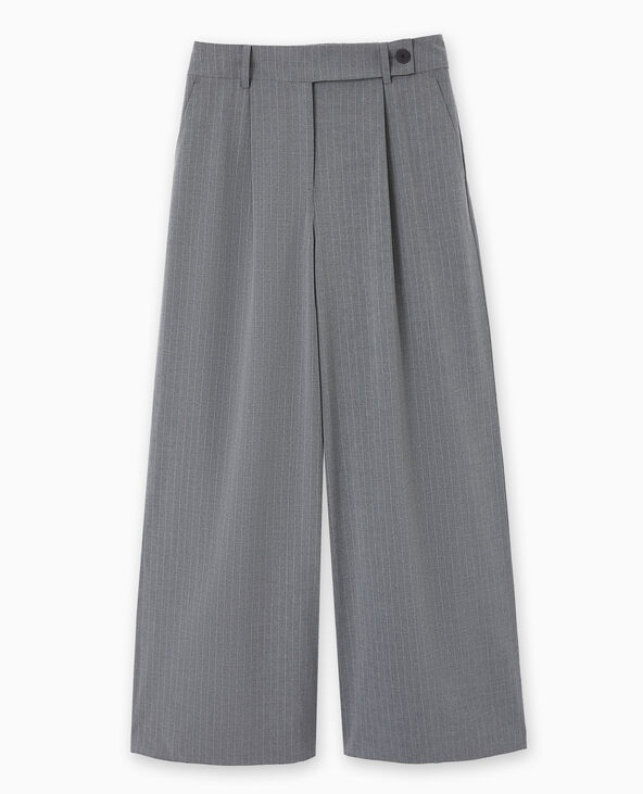 Pantalon large rayures banquier gris clair - Pimkie