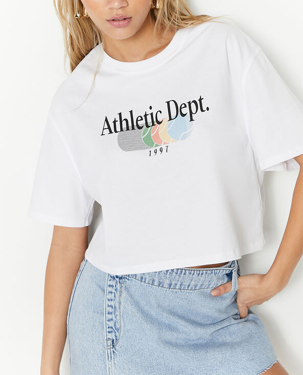 T-shirt cropped avec print devant blanc - Pimkie