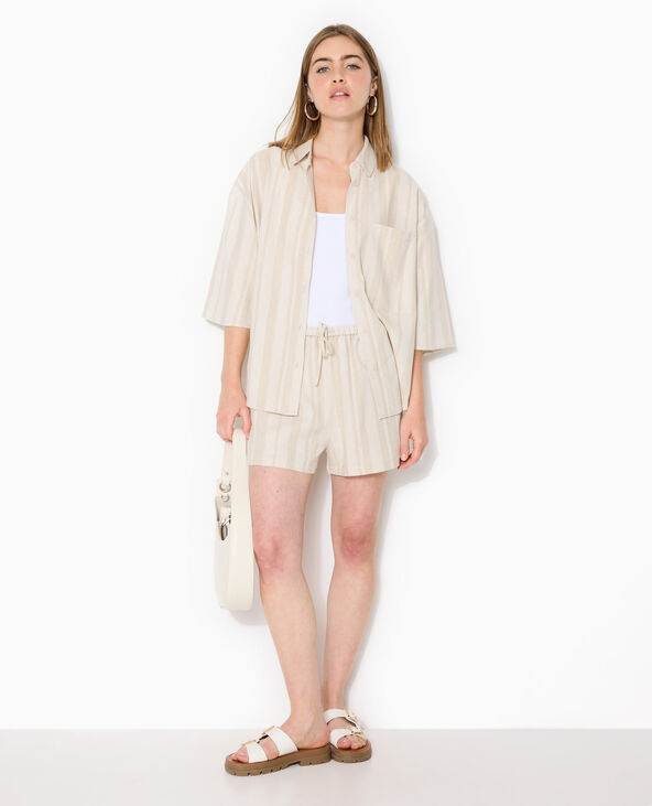 Chemise manches courtes oversize avec lin blanc - Pimkie