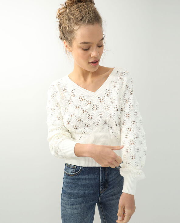 Pull ajouré blanc - Pimkie