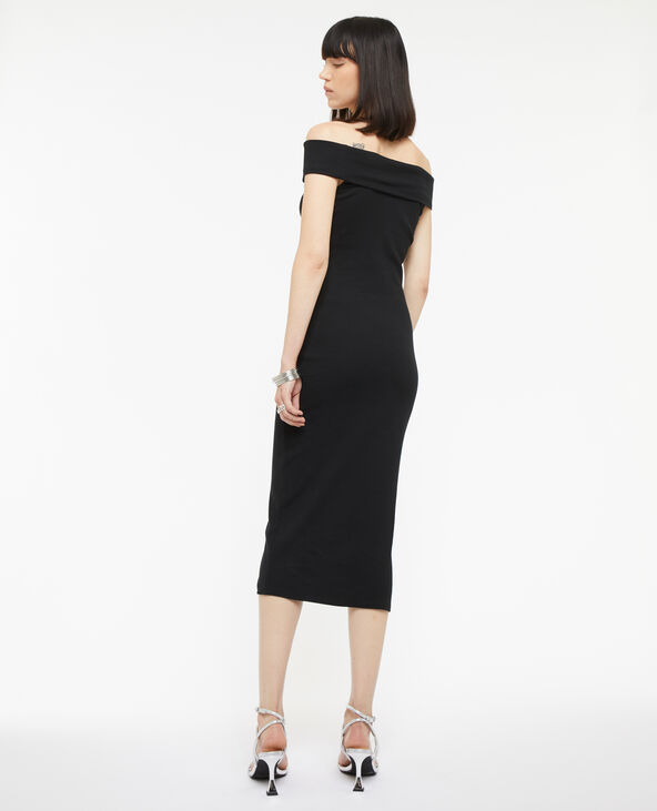 Robe midi encolure Bardot noir - Pimkie