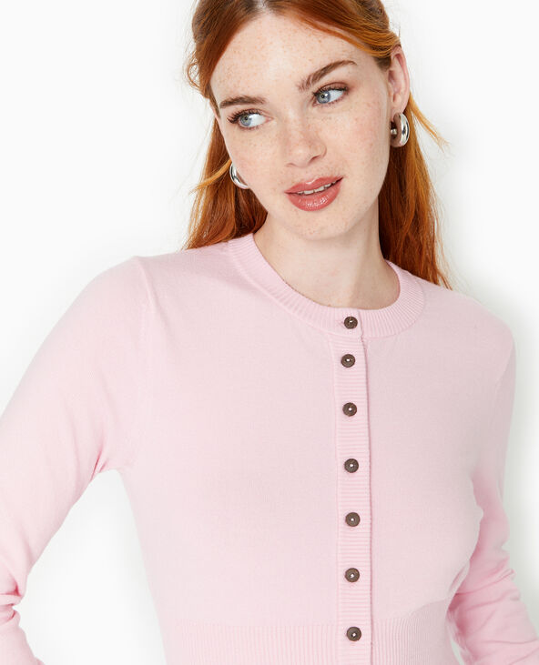 Gilet en maille fine avec taille bord-côtes Rose poudré - Pimkie