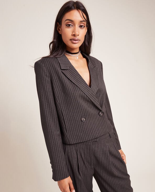 Veste blazer courte avec épaulettes taupe - Pimkie