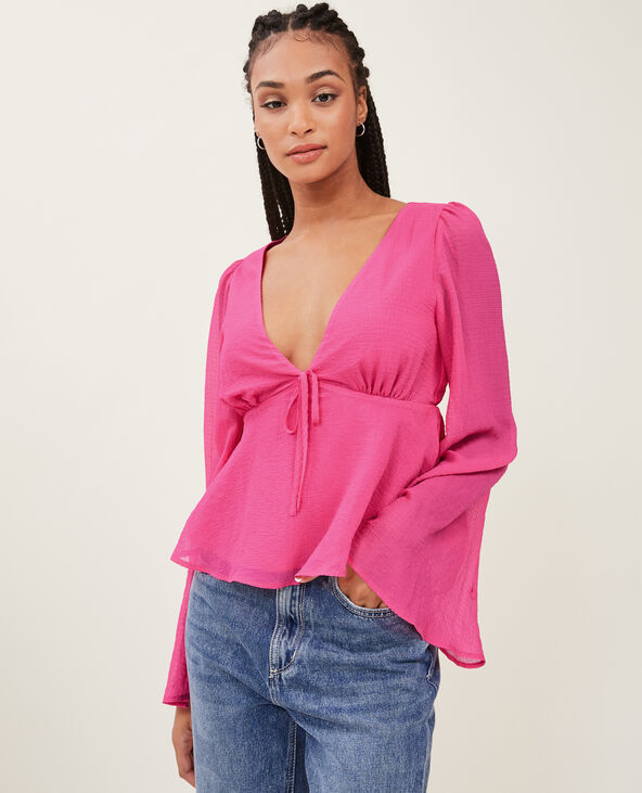 Blouse en tissu léger rose fuchsia - Pimkie