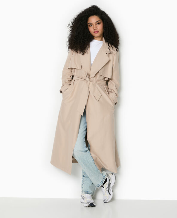 Trench long et fluide avec ceinture écru - Pimkie