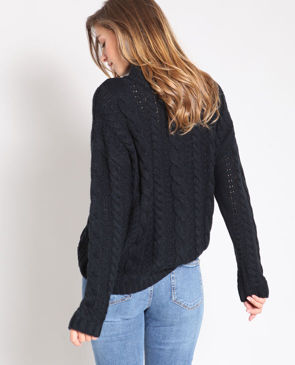 Pull torsadé bleu marine - Pimkie