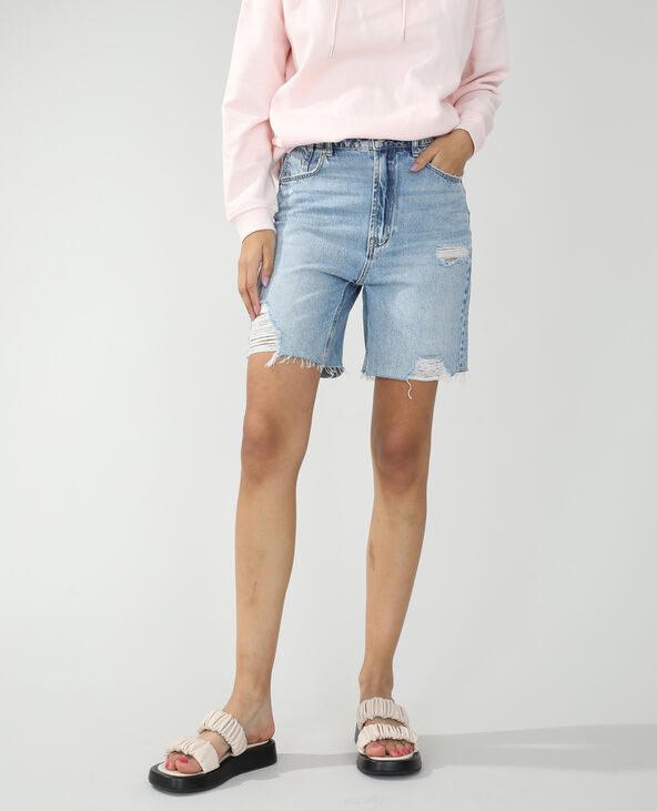 Bermuda en jean destroy