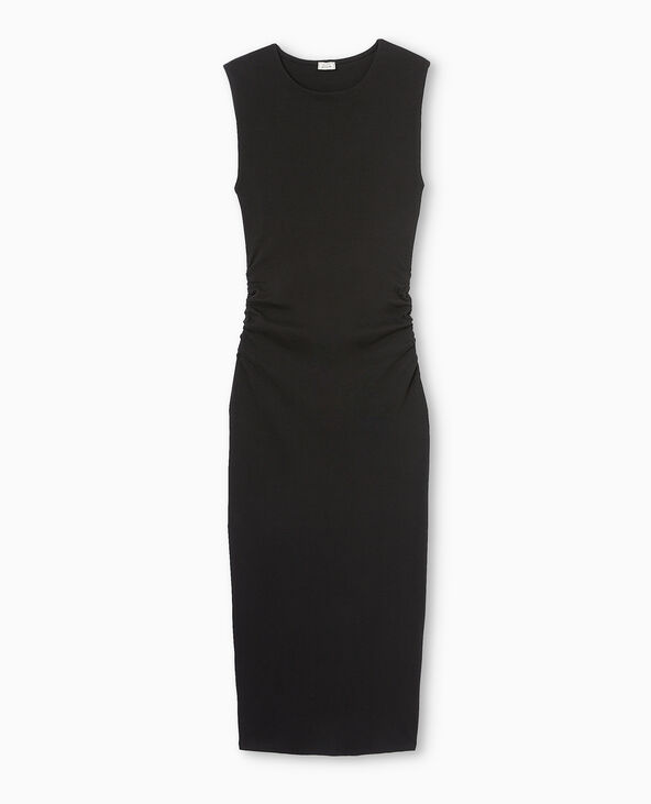 Robe longue sans manches avec fronces noir - Pimkie