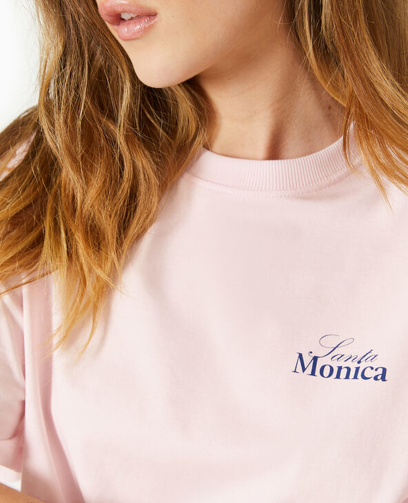 T-shirt oversize avec print poitrine et dos rose - Pimkie