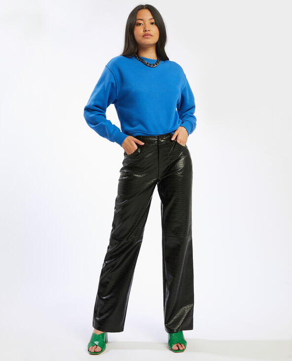 Pantalon simili cuir motif python noir - Pimkie