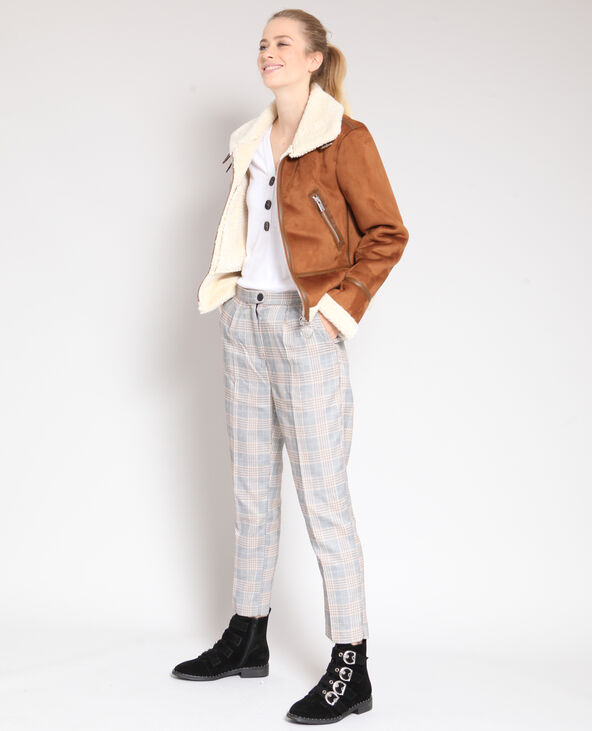 Blouson biker en fausse fourrure camel - Pimkie