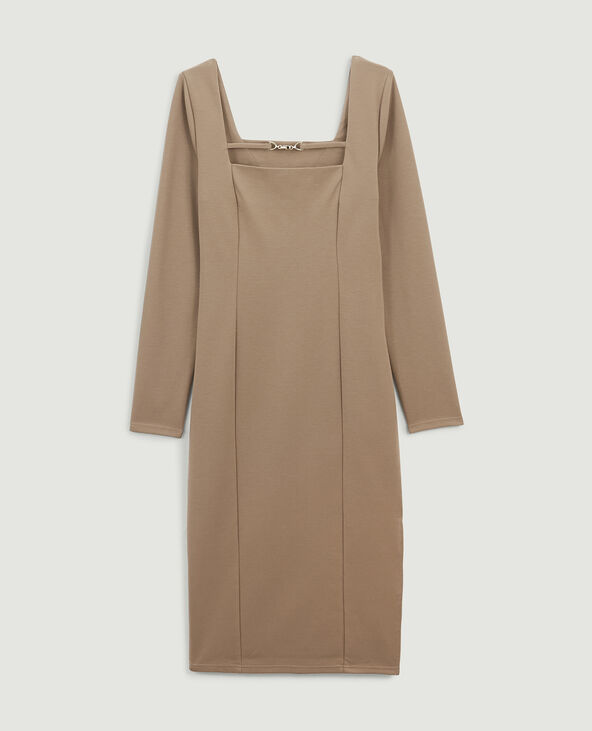 Robe fourreau manches longues marron - Pimkie
