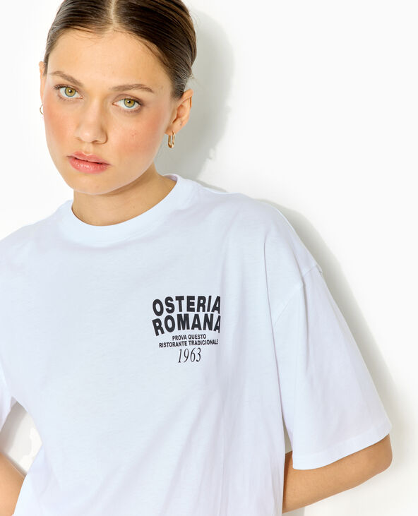 T-shirt oversize avec print poitrine et dos blanc - Pimkie