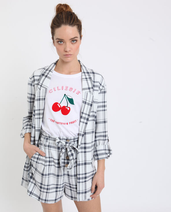 Blazer à carreaux blanc - Pimkie