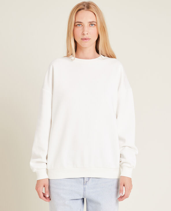 Sweat oversize col rond blanc - Pimkie