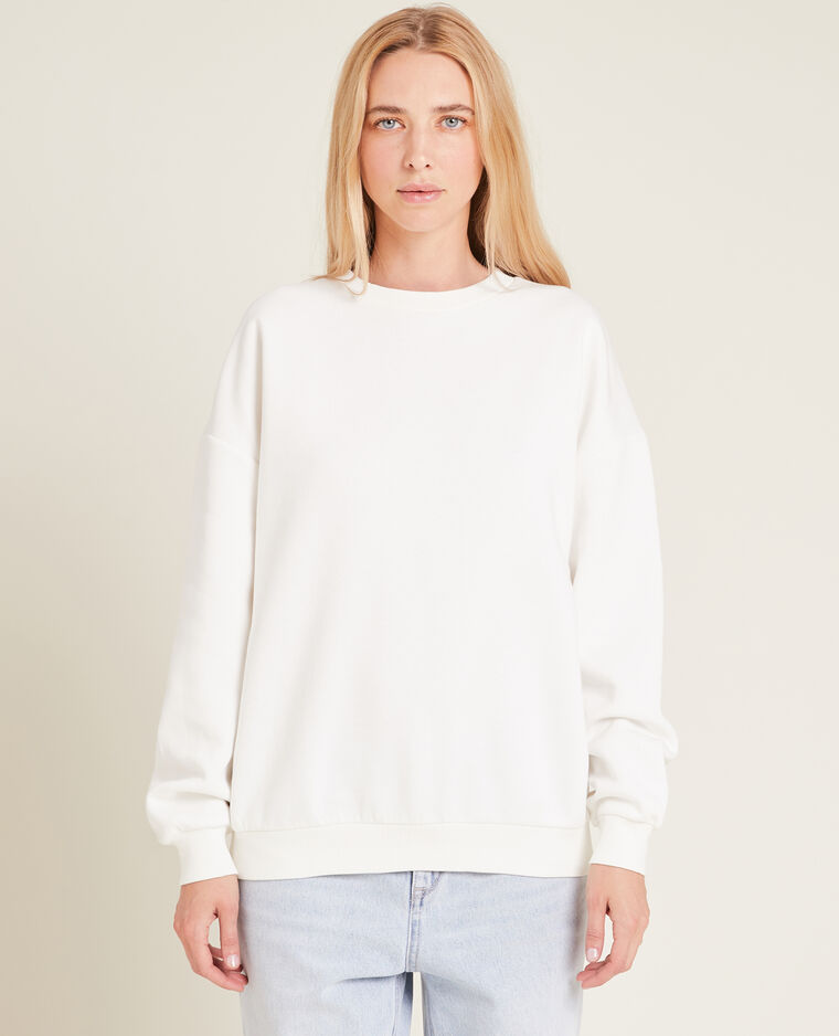 Sweat oversize col rond blanc - Pimkie