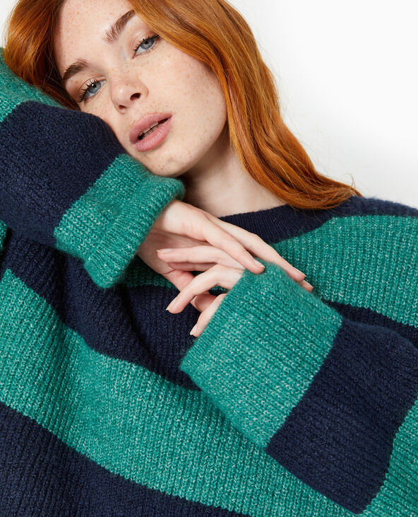 Pull oversize en maille rayée bleu marine - Pimkie