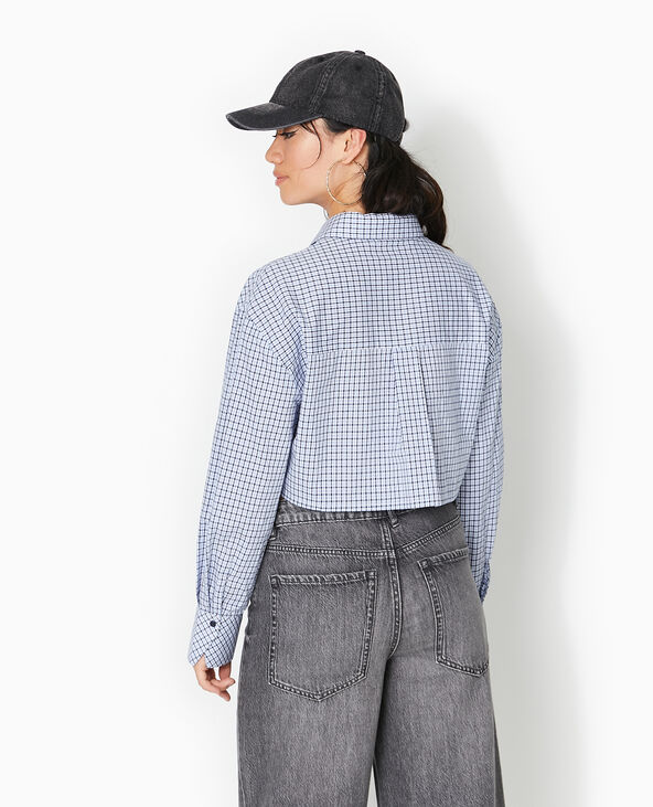 Chemise cropped avec cravate bleu marine - Pimkie