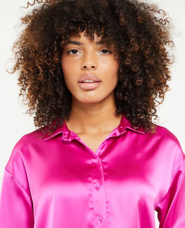 Chemise oversize en satin rose - Pimkie