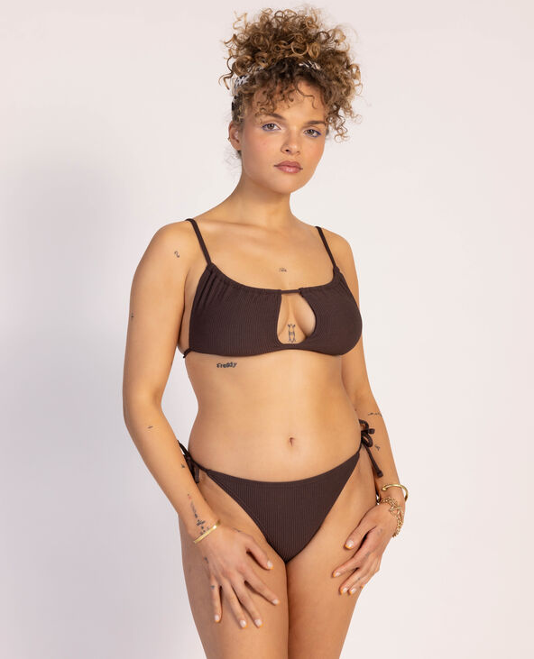 Haut de maillot bandeau avec découpe marron - Pimkie