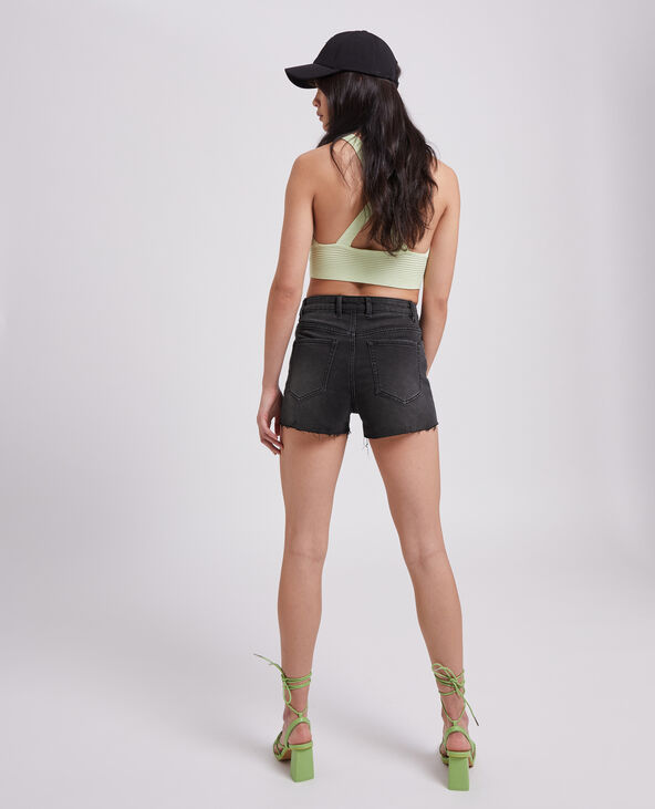 Short en jean destroy taille haute noir - Pimkie