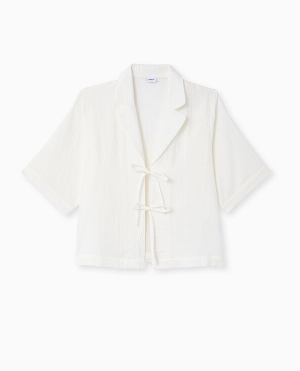 Chemise manches courtes avec liens à nouer blanc - Pimkie