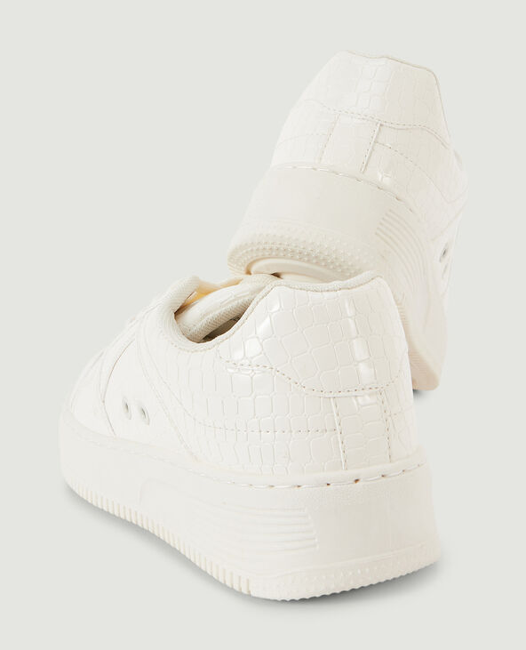Sneakers en simili effet croco verni rose clair - Pimkie