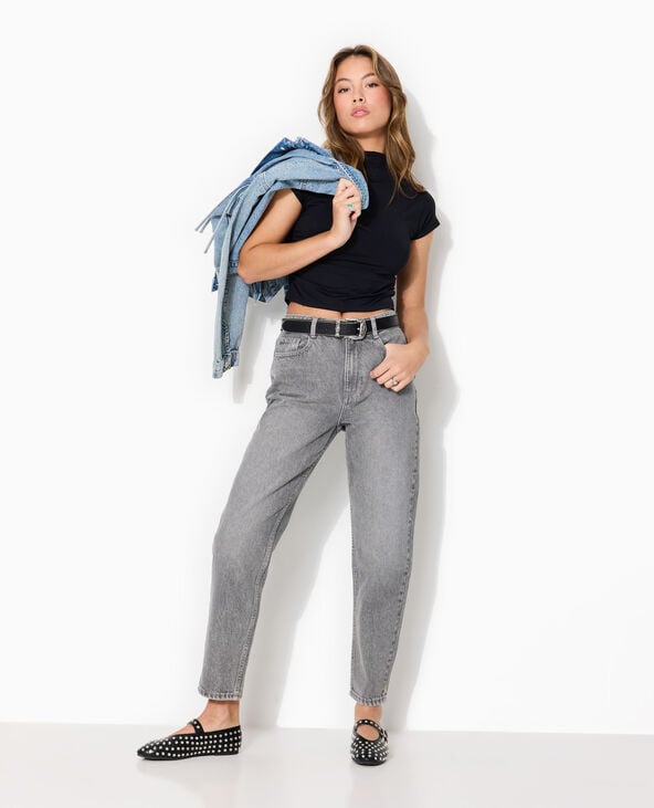 Jean mom taille haute gris clair - Pimkie