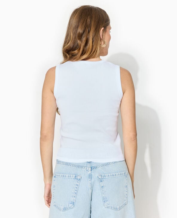 Débardeur en maille côtelée avec maxi fleurs blanc - Pimkie