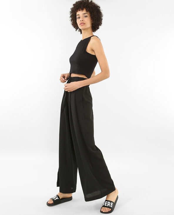 Cropped top côtelé noir - Pimkie