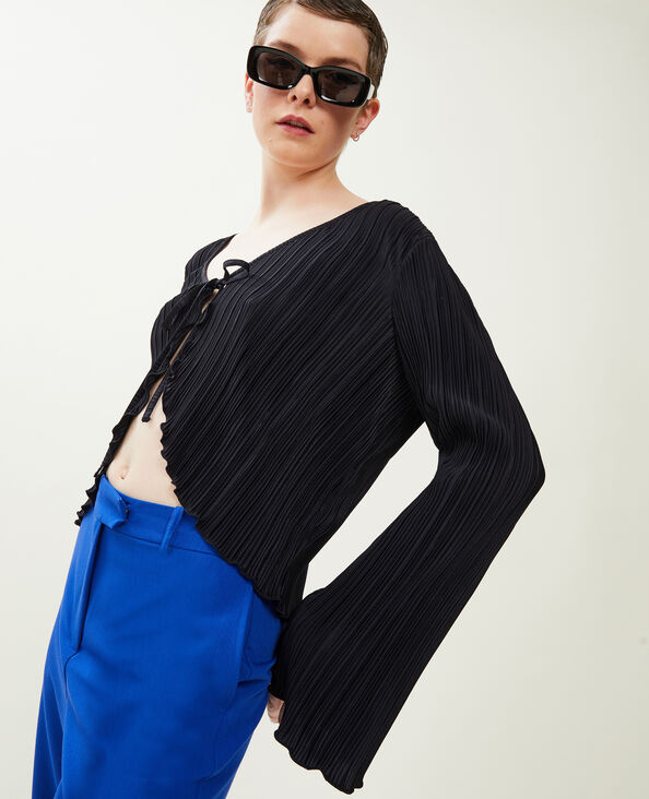 Top à nouer en maille plissée noir - Pimkie